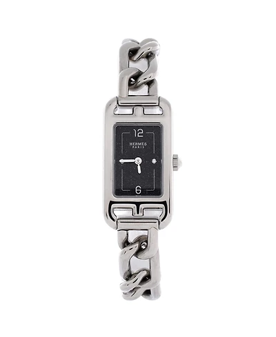 Pre-Owned HERMES Nantucket Quartz Watch in Stainless Steel with Aventurine Dial and Diamond Markers 17mm
