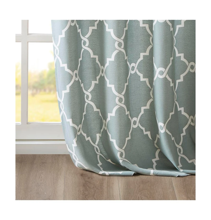 Avobird Fretwork Print Grommet Top Window Curtain Panel