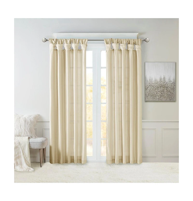 Avobird Twist Tab Lined Window Curtain Panel Champagne 50x108