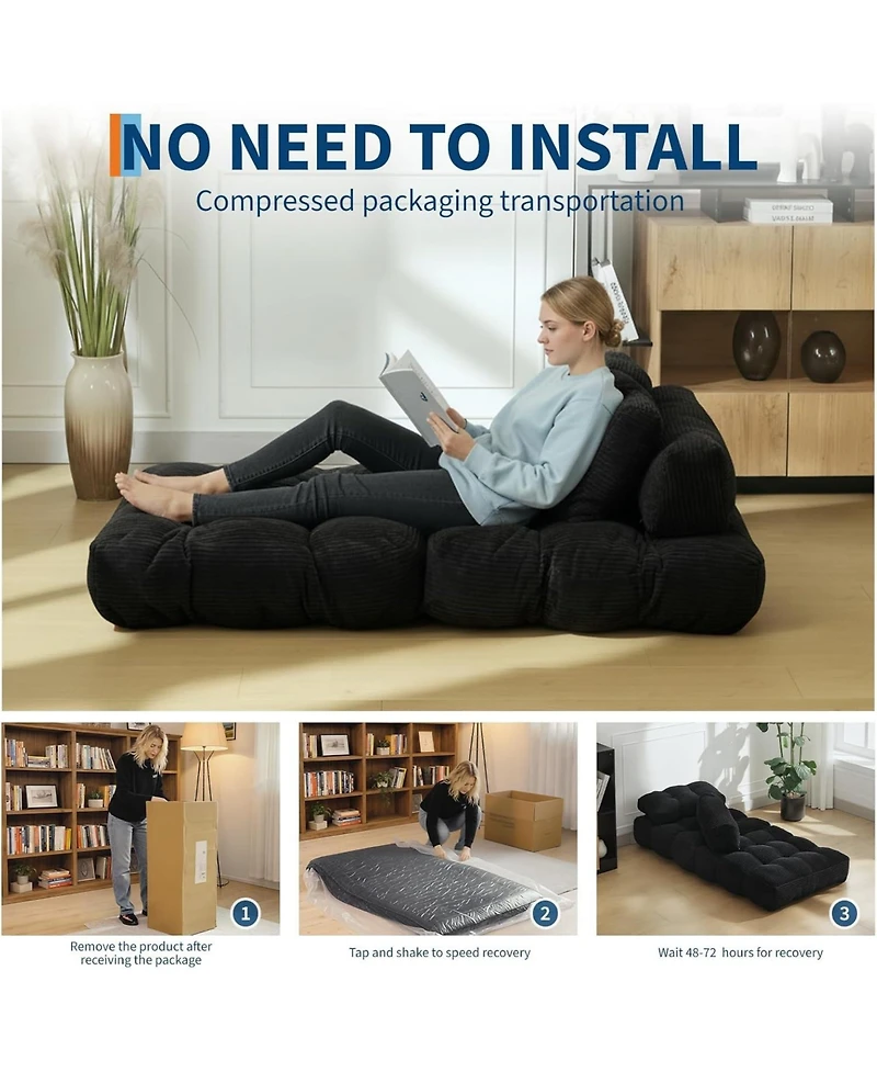 gaomon Folding Sofa Bed, Single Convertible Sleeper Chair with Pillow – Mattress and Back Support, Portable Floor Lounger.