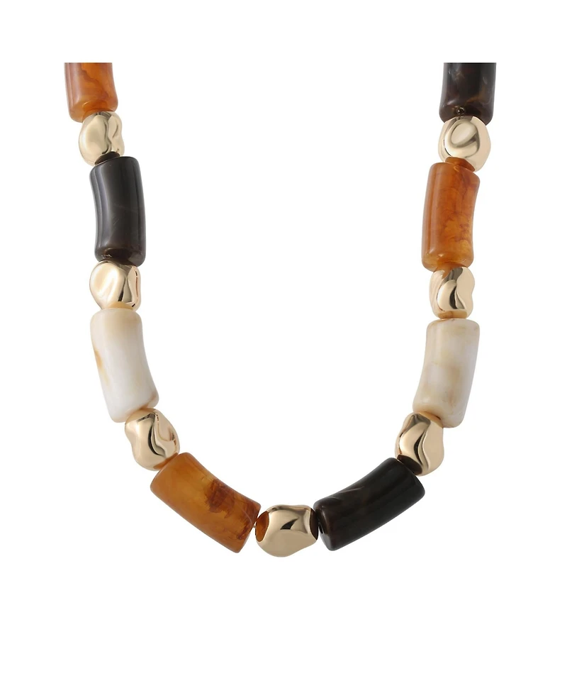 Jessica Simpson Women's Thick Beaded Necklace, 18 Inch + 2 Inch Extender, Gold-Tone Plated Fashion Jewelry