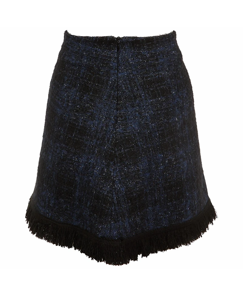 Pre-Owned Love Moschino Women's Tweed Fringed Mini Skirt