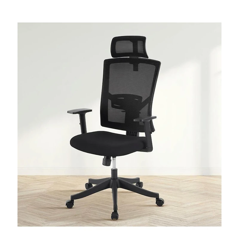 homfan Ergonomic High-Back Swivel Office Chair with Adjustable Lumbar, Headrest, Armrests, 300 lb Capacity