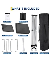 homfan 10x10 Pop Up Canopy with 4 Sidewalls – Waterproof Portable Outdoor Shade Tent Stakes and Carry Bag