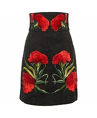 Pre-Owned Dolce & Gabbana Women's Floral Embroidered Cotton Blend Short Skirt