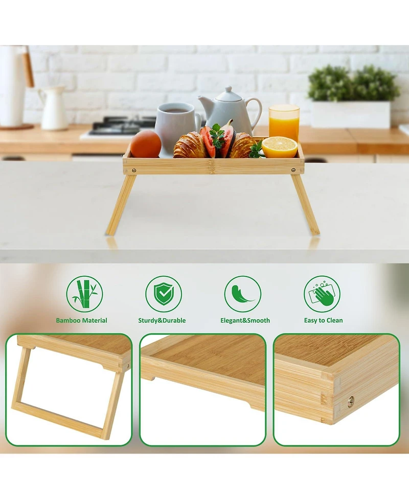 Piscifun Bed Tray Table Folding Breakfast Serving Laptop Desk Portable Wooden Eating Working Kitchen Sofa Hospital Gift