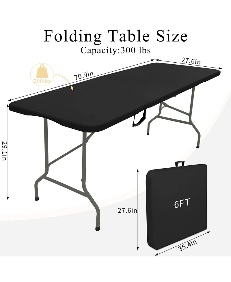 Piscifun Set Of 2 Folding Tables Carrying Handle Lightweight Portable Plastic Camping Steel Indoor Outdoor Party Dining Wedding Events Picnic