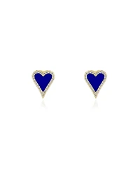 The Lovery Mini Lapis Cz Halo Heart Stud Earrings 14K Gold-Plated Sterling Silver