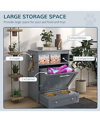 Ruie Tall Pet Feeder Station Storage Cabinet with Raised Dog Bowls