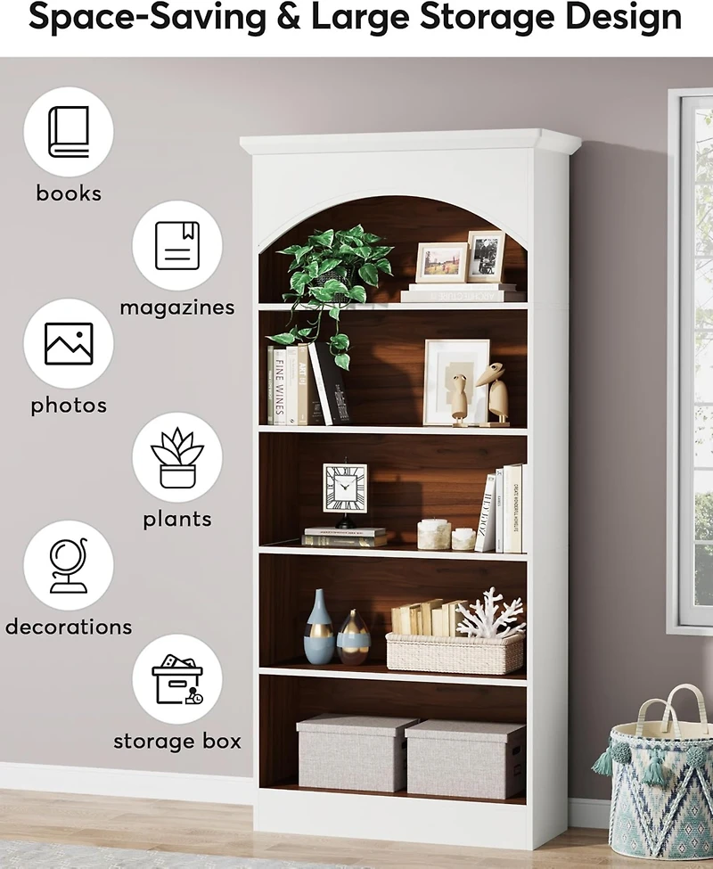 Tribesigns 70.9'' Tall Bookshelf with Storage Shelves, 5-Shelf Bookcase