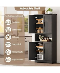 homfan 70" Tall Kitchen Pantry Cabinet with Doors and Adjustable Shelves Freestanding Storage Hutch for Kitchen, Living Room and Laundry