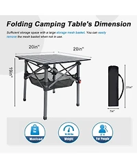Piscifun Folding Camping Table Portable Outdoor Picnic Lightweight Square Camp Cup Holders Food Basket Travel Bag