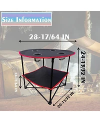 Piscifun Portable 2 Tier Foldable Camping Table with Cup Holders Carry Bag Lightweight Waterproof Oxford Fabric Outdoor Picnic Beach
