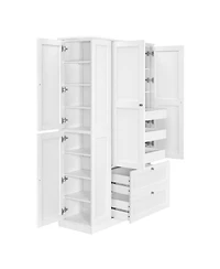Streamdale Furniture 73.6" Farmhouse Kitchen Pantry Cabinet with 8 Shelves, 2 Drawers and 4 Doors