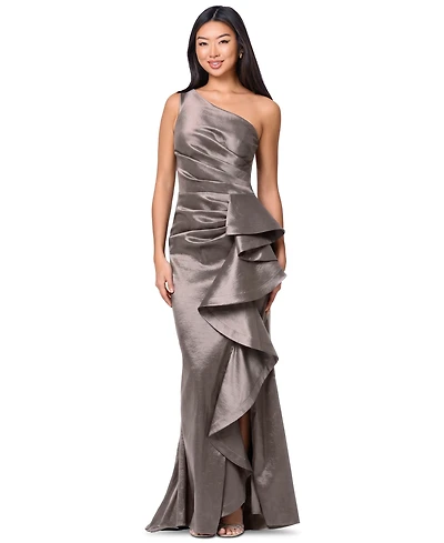 Betsy & Adam Petite One-Shoulder Ball Gown