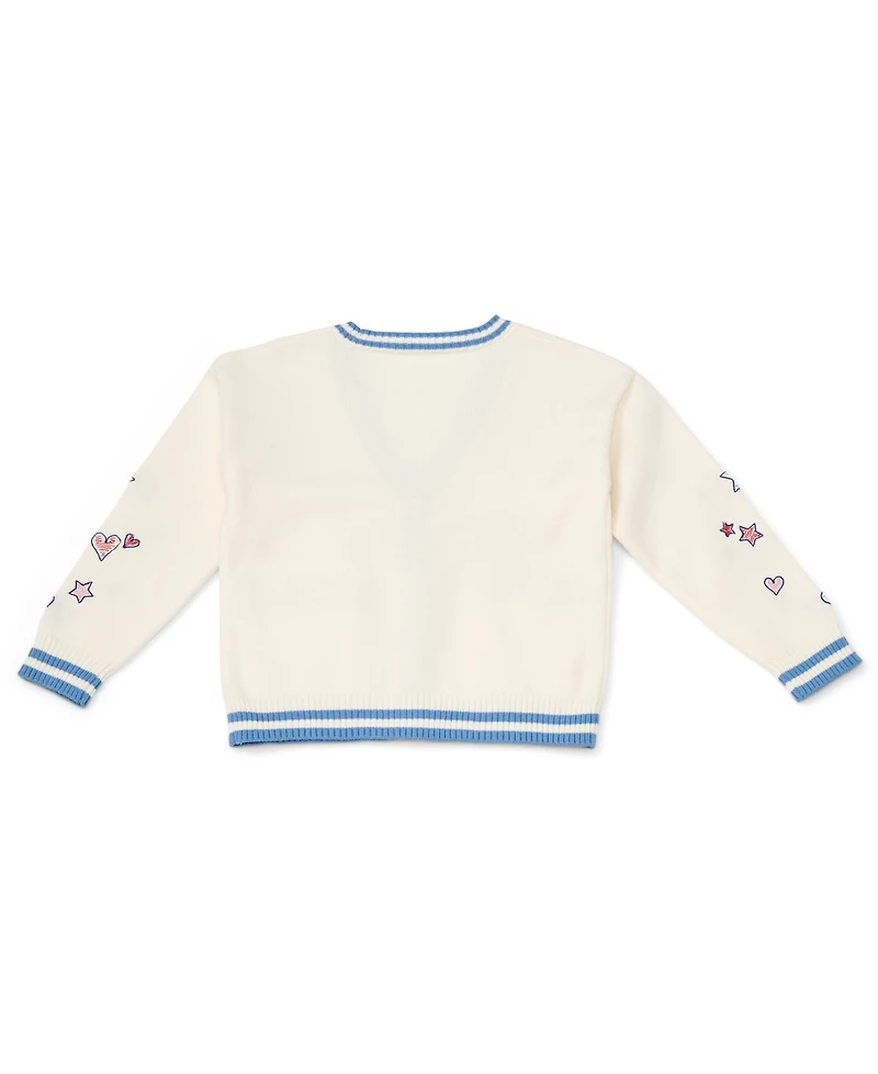 CeCe Girls' 4-16 Varsity Cardigan with Embroidered