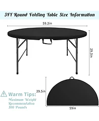 Piscifun Round Folding Table Fold in Half Portable Plastic Indoor Outdoor Party Dining Wedding Camping Picnic Events Handle