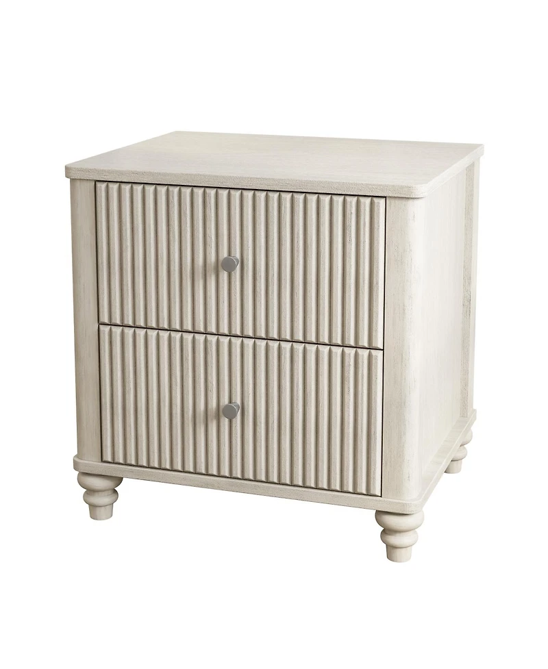 Streamdale Furniture Fluted 3-Drawer Mid-Century Modern Nightstand, 21.65" Wide