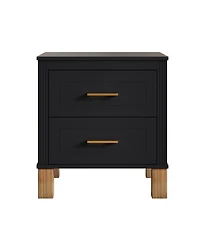 Streamdale Furniture 2-Drawer Fluted Wood Nightstand with Metal Handle