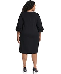 Jessica Howard Plus Ruffle Sleeve Jewel Neck Dress