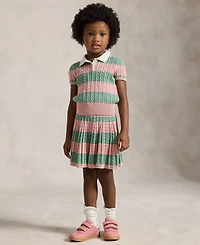 Polo Ralph Lauren Girls' 2T-6X Striped Short-Sleeve Sweater and Skirt, 2-Piece Set