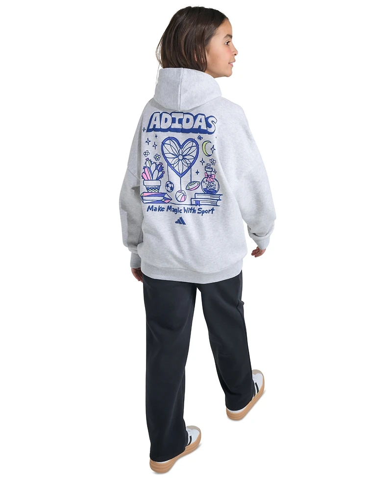 adidas Girls' 7-16 Long-Sleeve Graphic Fleece Hooded Sweatshirt