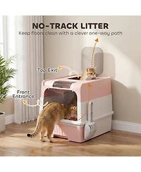 Ruie Hooded Cat Litter Box with Drawer Front Entry and Top Exit