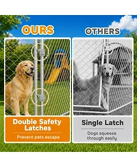 Ruie Extra Large Chain Link Outdoor Dog Run with Waterproof Roof
