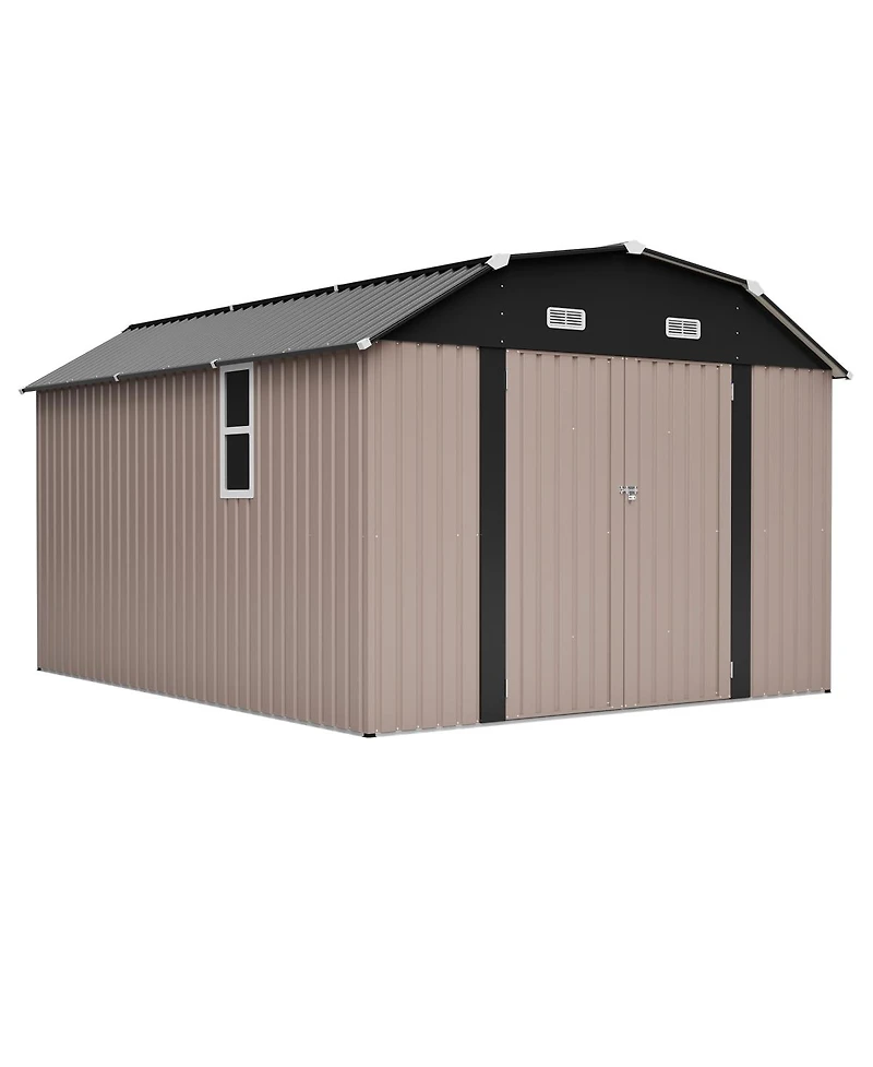 Streamdale Furniture 10' x 12' Metal Outdoor Storage Shed with Floor Frame Kit Tool Shed Heavy Duty