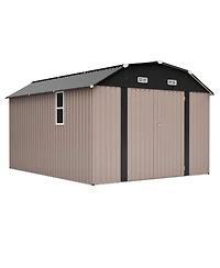 Streamdale Furniture 10' x 12' Metal Outdoor Storage Shed with Floor Frame Kit Tool Shed Heavy Duty