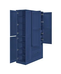 Streamdale Furniture 73.6" Farmhouse Kitchen Pantry Cabinet with 8 Shelves, 2 Drawers and 4 Doors