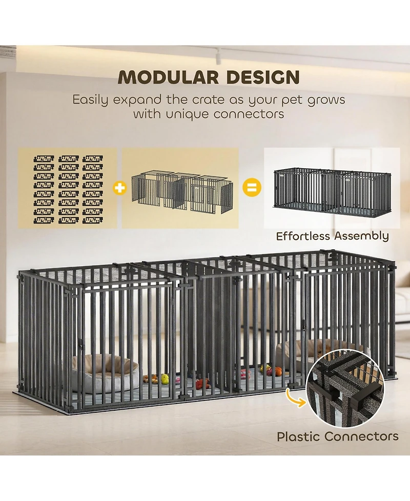 Ruie 83 in Extra Large Heavy Duty Dog Crate with Divider and Mat