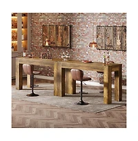 Tribesigns 33.46 in. Rectangle Bar Table, Wood Counter Height Pub Table with Duouble Pedestal for Kitchen, Home