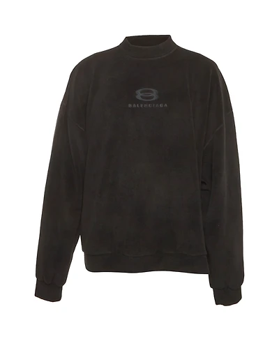 Pre-Owned Balenciaga Men's Logo Embroidered Fleece Sweatshirt