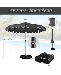 Sugift 10 Feet Patio Umbrella with Solar Led Lights and Weighted Base