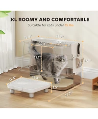 Ruie Xl Stainless Steel Enclosed Cat Litter Box with Flip Top and Scoop