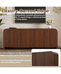 Streamdale Furniture Farmhouse Curved Edge Tv Stand for TVs up to 70", Walnut