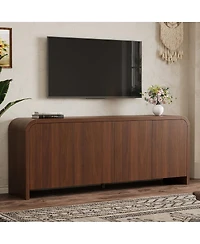 Streamdale Furniture Farmhouse Curved Edge Tv Stand for TVs up to 70", Walnut
