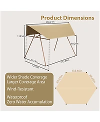 Streamdale Furniture Hexagonal Shade Sail Canopy, 206"x118" Uv Block Sunshade
