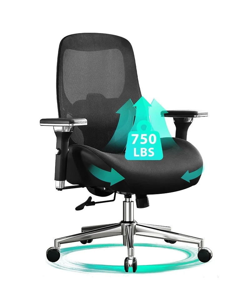 Streamdale Furniture Big and Tall Ergonomic Office Chair with 4D Armrests and Lumbar Support