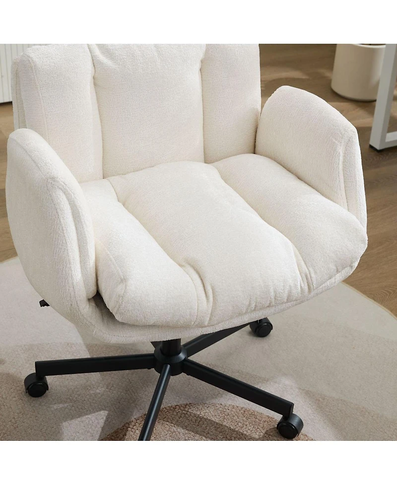 Streamdale Furniture Modern Chenille Swivel Office Chair with Adjustable Armrests