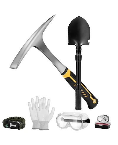 Xdovet Rock Pick Tool Kit Folding Shovel Mining Prospecting Gloves