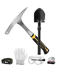Xdovet Rock Pick Tool Kit Folding Shovel Mining Prospecting Gloves