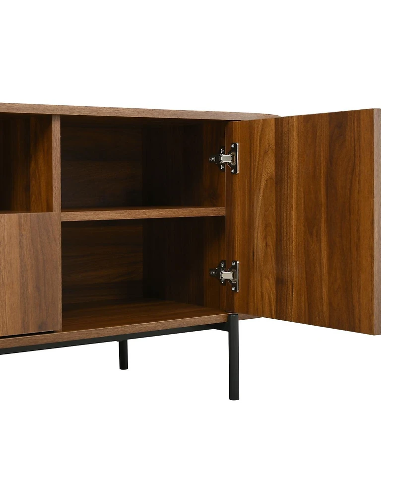Streamdale Furniture American Style Rattan Tv Stand with Arched Doors and Steel Legs