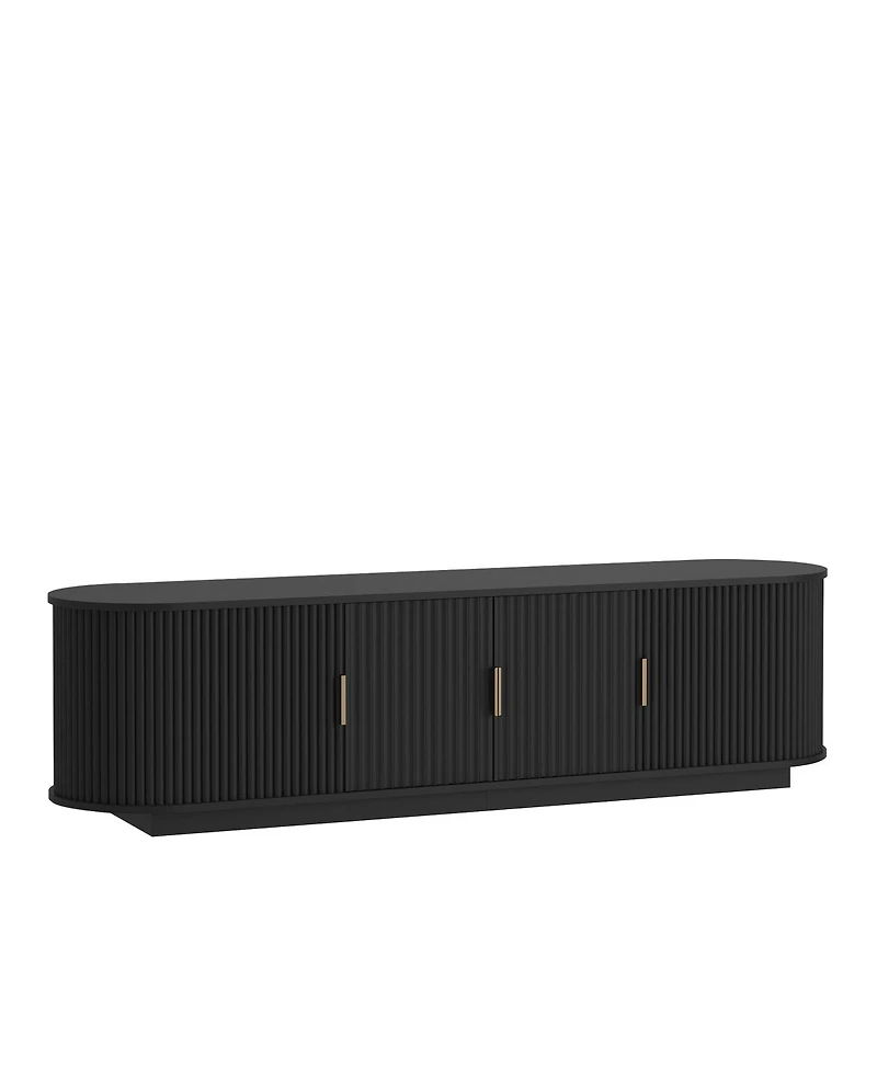 Streamdale Furniture 66.9" Farmhouse Tv Stand for TVs up to 75" with Sliding Doors and Shelves