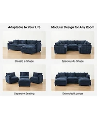 Streamdale Furniture 108" L-Shaped Modular Cloud Sectional Sofa with Ottoman