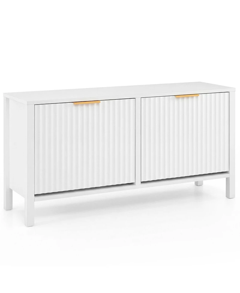 Slickblue Wooden Shoe Storage Bench with 2 Flip Drawers for Entryway Organization