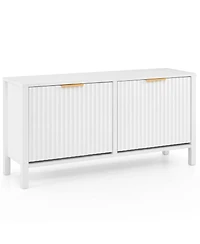 Slickblue Wooden Shoe Storage Bench with 2 Flip Drawers for Entryway Organization