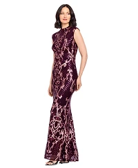 B&A By Betsy and Adam Women's Sequin Embroidery Gown