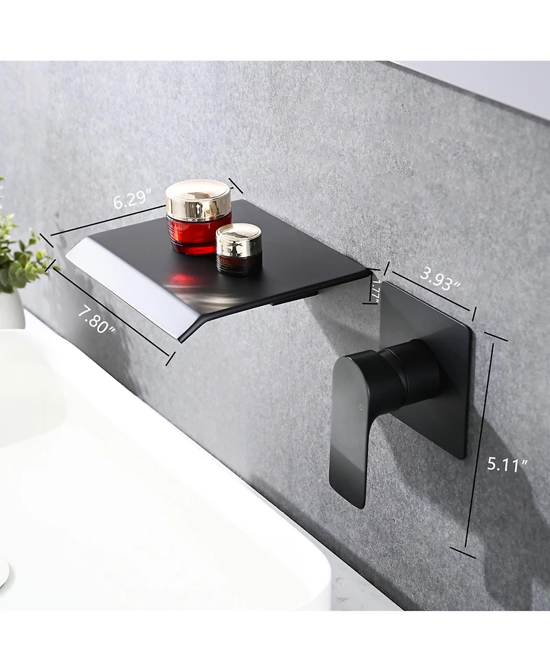 Busdays Wall Mount Bathtub Faucet Single Handle Waterfall Spout Rough In Valve Included High Flow Filler